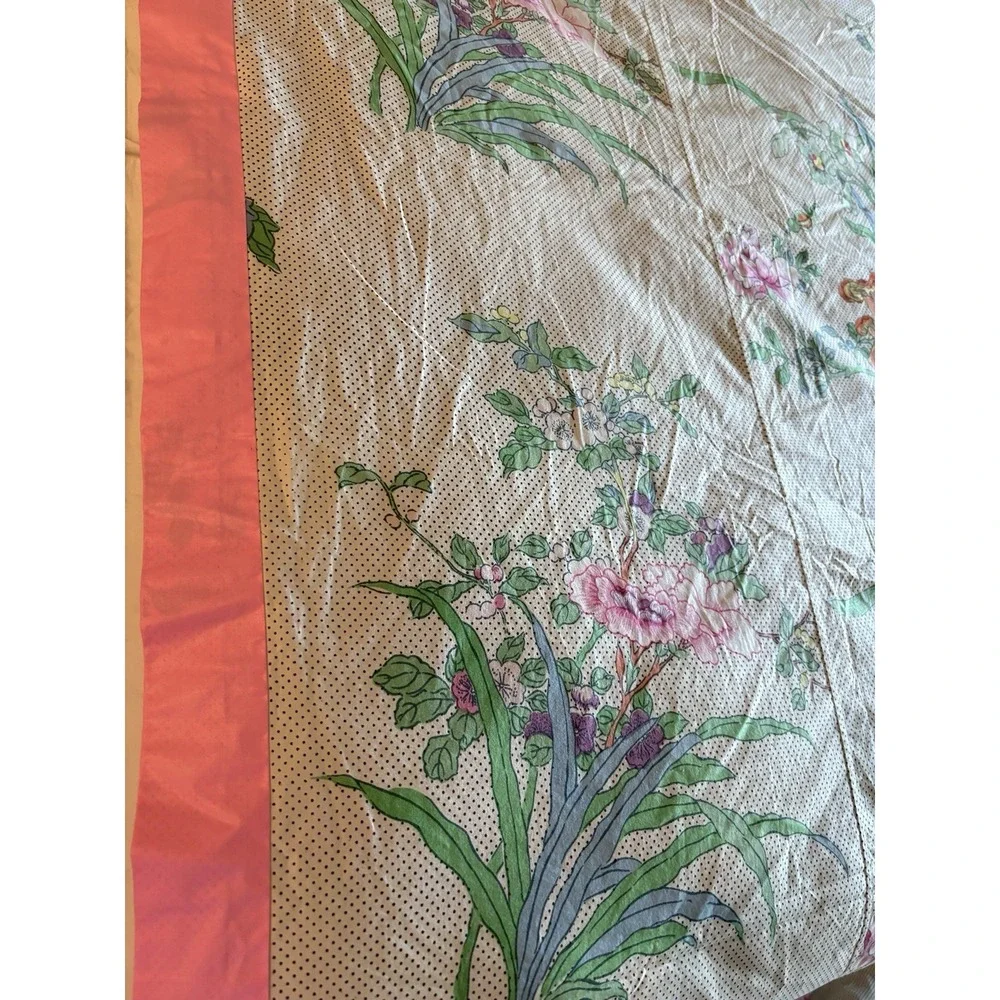 VTG Bedspread Light Weight Pink White‎ floral Hand sewn cotton Blanket  84x92